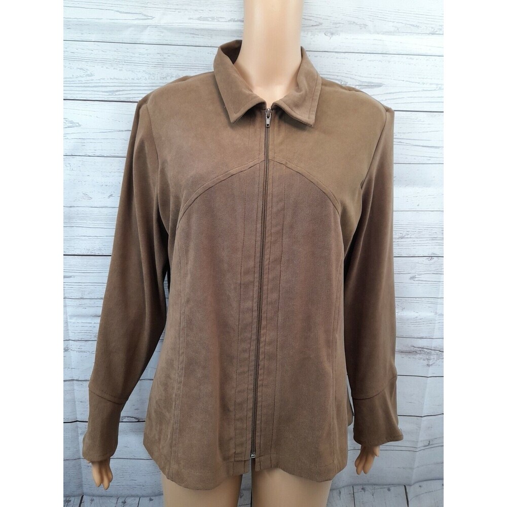 Vtg Gotcha Covered Womens Jacket Brown Full Zip Front Collared Sz L